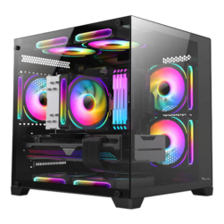 GABINETE XZEAL PANZER II CUBO CX12 MICRO ATX RGB SIN FUENTE NEGRO