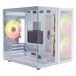 GABINETE XZEAL PANZER II CUBO CX12 RGB SIN FUENTE BLANCO