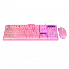 Combo Teclado Led y Mouse SQUAD KTM330 ROSA