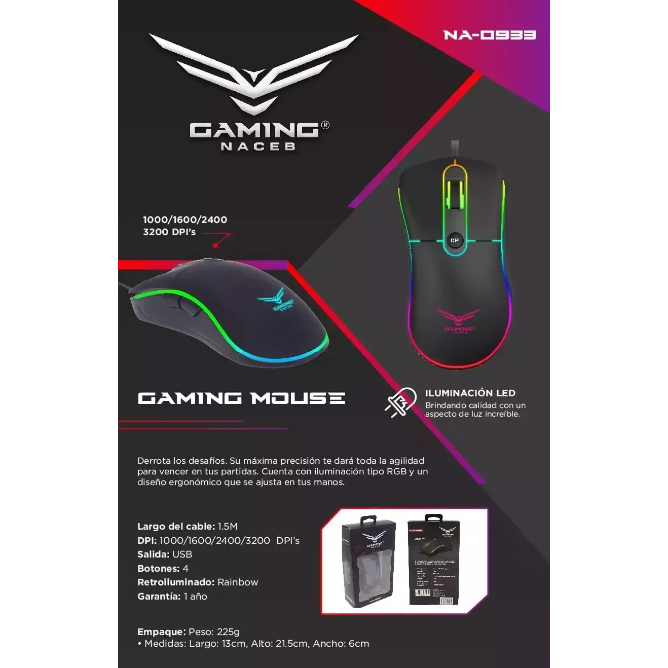 Naceb mouse gamer na 0933 4